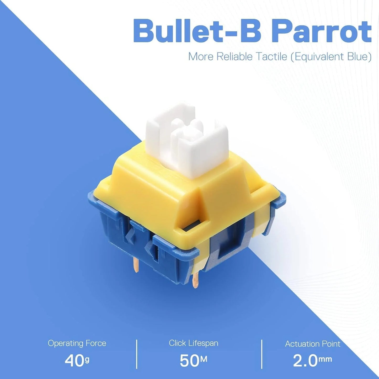 Redragon A113 Bullet-B Tactile Mechanical Switch, 3-Pin Plate Mounted Blue Switches Equivalent