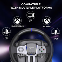 PXN-V9 Gen2 Steering Wheel Gaming, Steering Wheel Xbox PC, 270/900° Car Simulation with Dual-Mode, 3-in-1 Pedals and Shifter Bundle for PC, PS4, PS3,Xbox One, Xbox Series X/S,Switch,