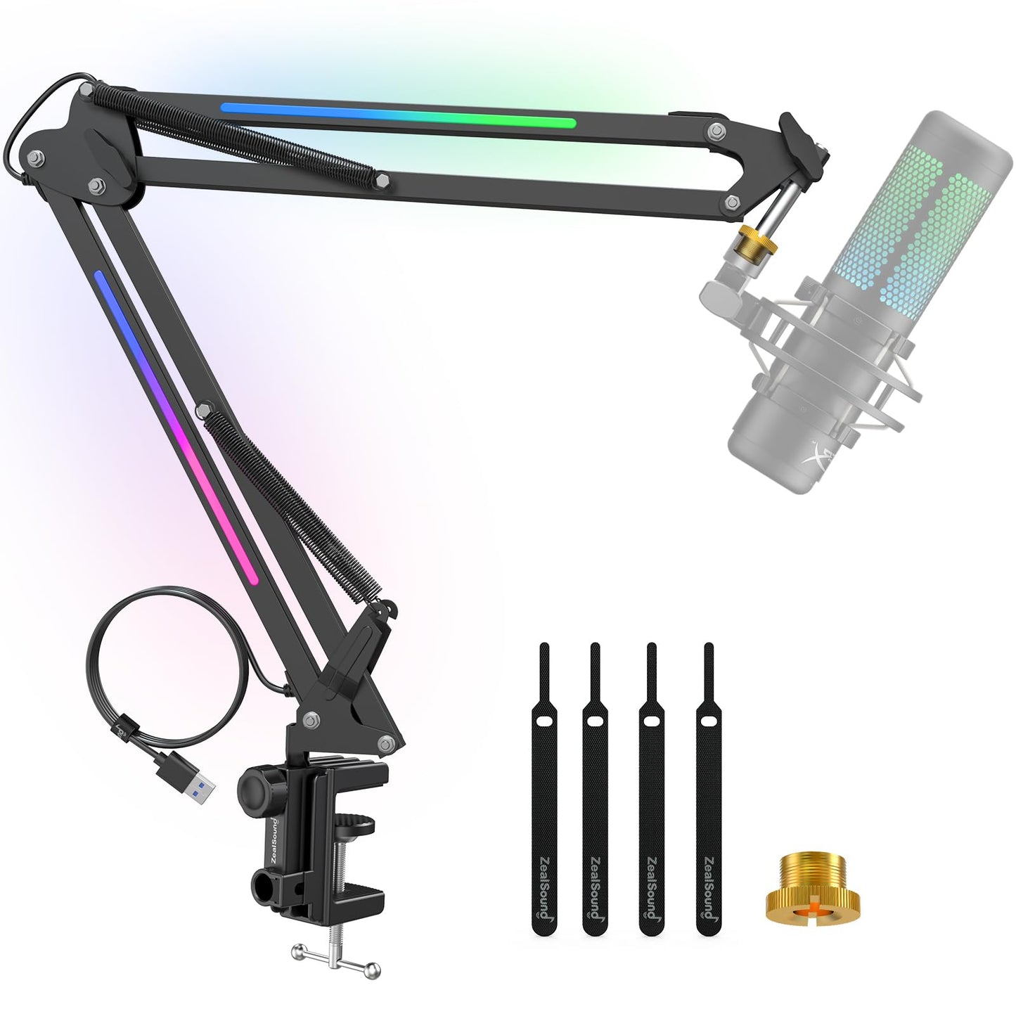 ZealSound RGB Microphone Arm Stand,Mic Arm with RGB Light