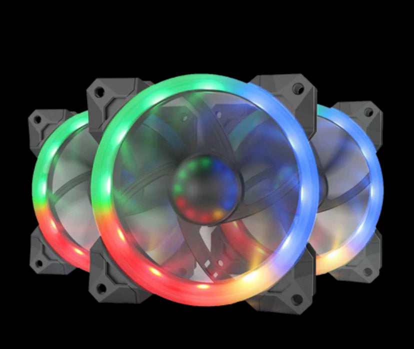 Redragon GC-F008 Computer Case 120mm PC Cooling Fan, RGB LED Quiet High Airflow Adjustable Color LED Fan, CPU Cooler and Radiators (3 Packs)