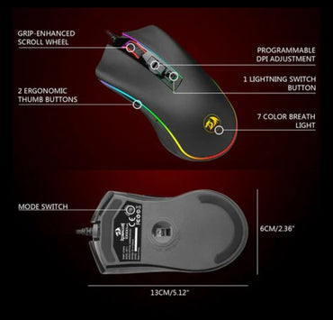 Redragon COBRA M711-FPS Flawless sensor, LK Optical Switch , 32000DPI