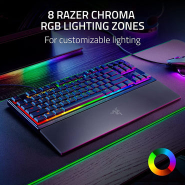 Razer Ornata V3 TKL Low-Profile Keys Mecha-Membrane SwitchesUV-Coated Keycaps Backlit Media Keys 8-Zone RGB Lighting Spill-Resistant w/ Wrist Wrest