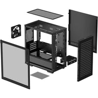 DeepCool CH370 Micro ATX Gaming Computer Case 120mm Rear Fan Ventilated Airflow Design Built-In Headphone Stand - Black