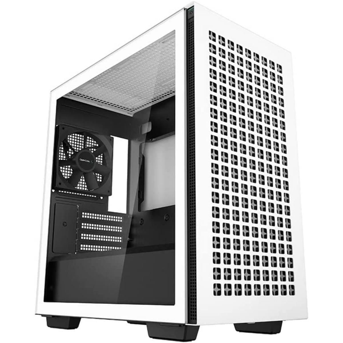 DeepCool CH370 Micro ATX Gaming Computer Case 120mm Rear Fan Ventilated Airflow Design Built-In Headphone Stand - White