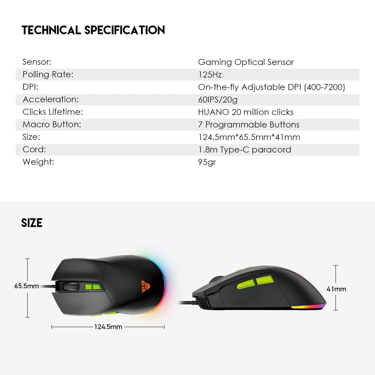 Fantech Phantom II VX6 Neon Macro Gaming Mouse