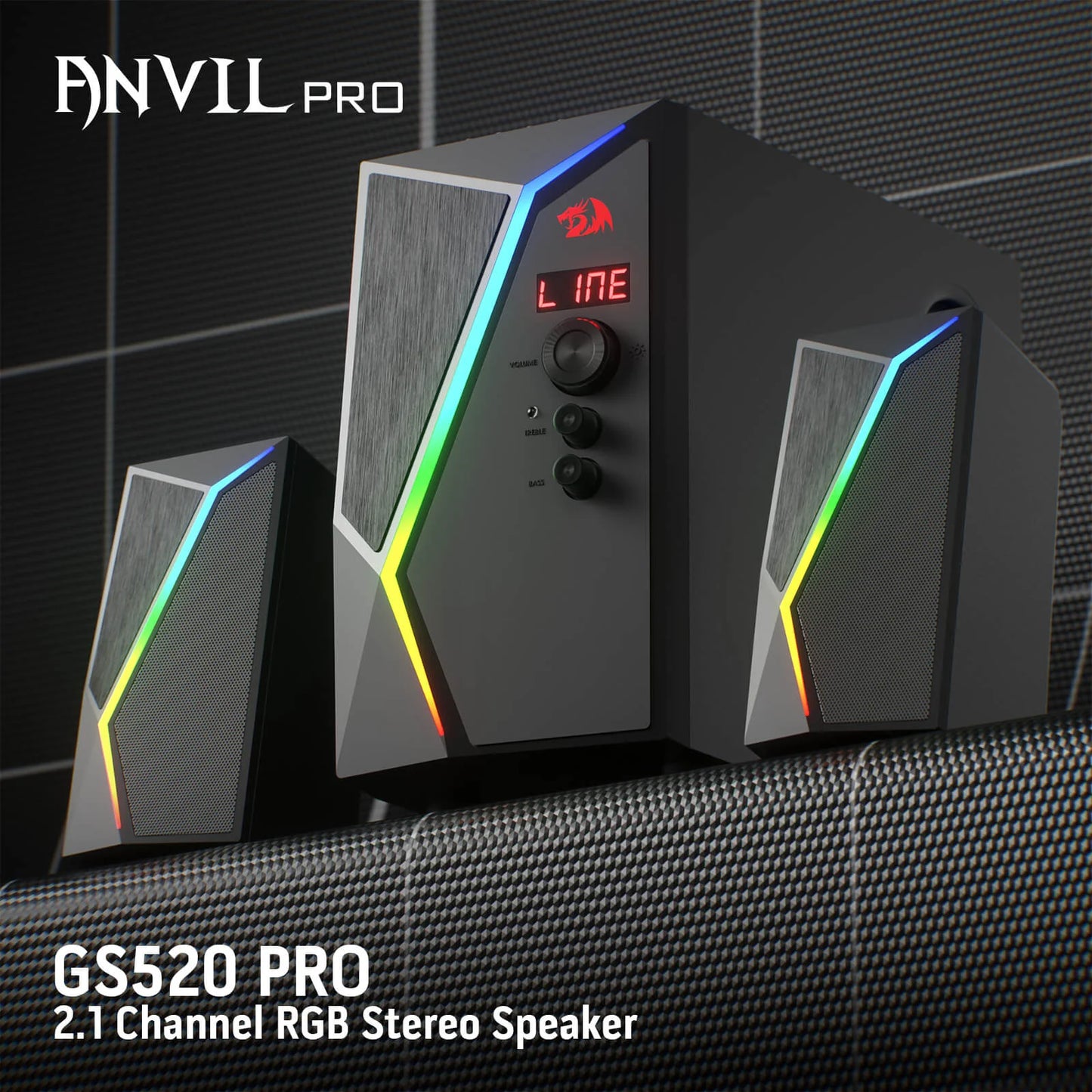 Redragon GS520 PRO Computer Gaming Speakers with Subwoofer, 2.1 Channel RGB