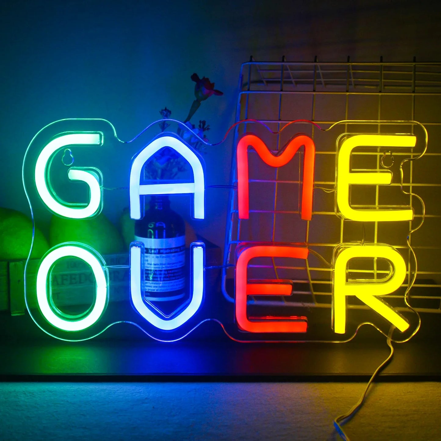 LED Game Over Neon Signs Decorations Acrylic Handmade Neon USB