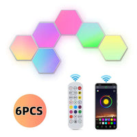 Color RGB Bluetooth LED Hexagon Light 6Pcs Wall With APP+ Remote Control