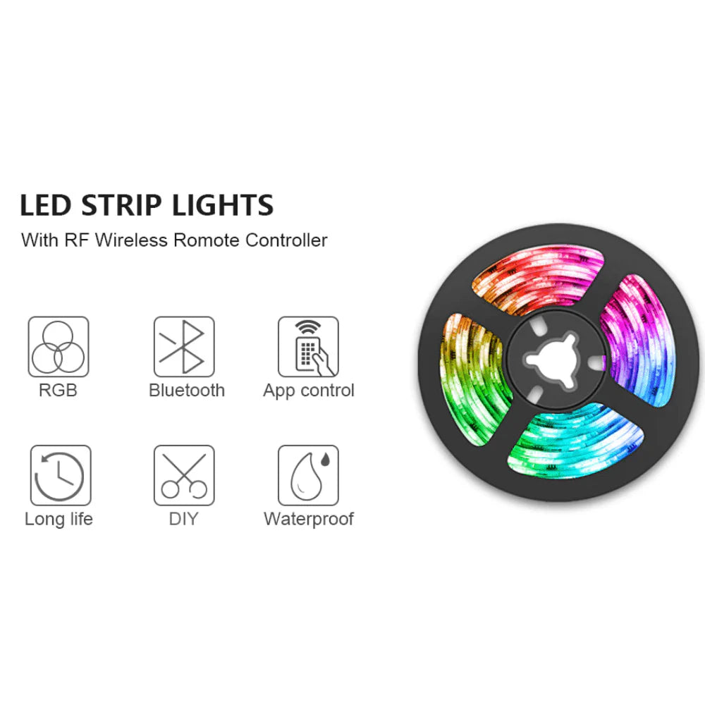 LED Strip Light 5M RGB 5050 Flexible Ribbon With App Control