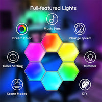 Color RGB Bluetooth LED Hexagon Light 6Pcs Wall With APP+ Remote Control