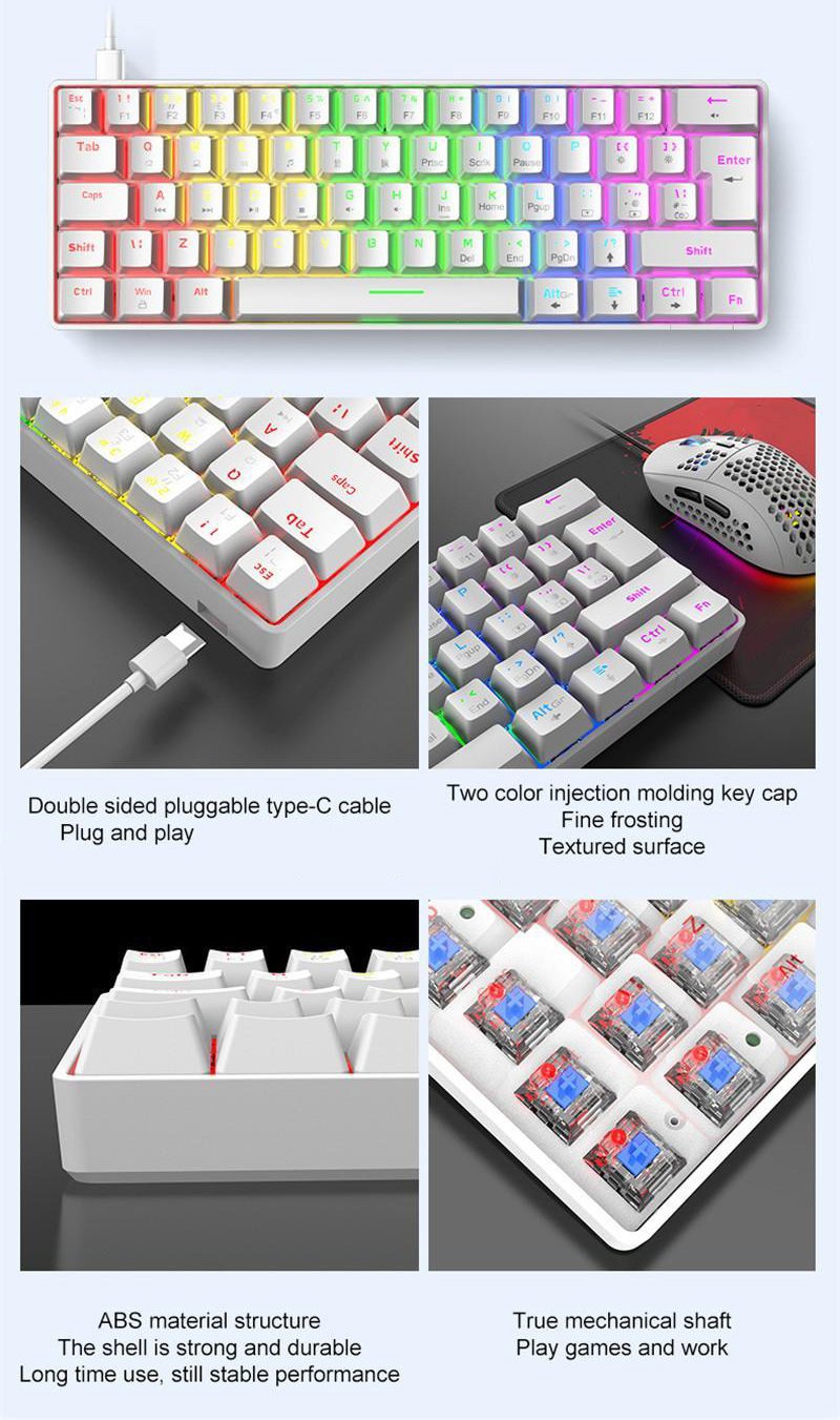 T60 Mechanical Gaming Keyboard 60% ( White )