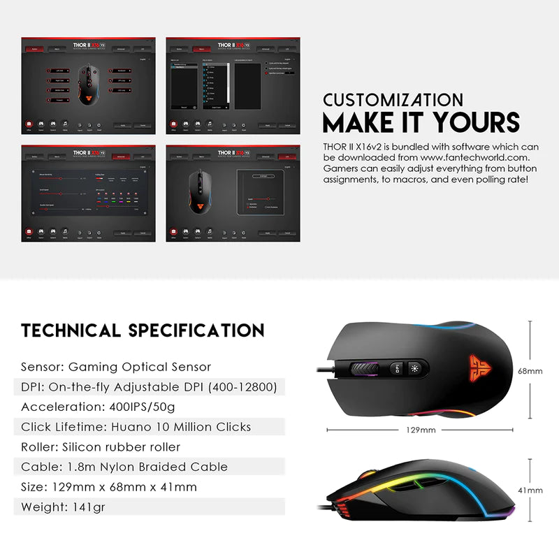 THOR II X16 V2 MACRO RGB GAMING MOUSE